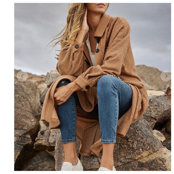 Absolutely Fabulous Contrast Detailed Fleece Long Coat Jacket - Picture 5 of 5